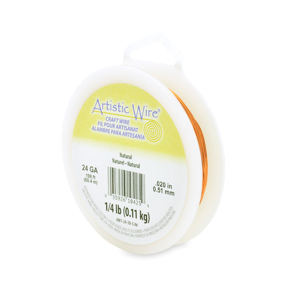Artistic Wire, 24 Gauge / .51 mm Tarnish Resistant Colored Copper Craft Wire, Natural, 1/4 lb / .11 kg