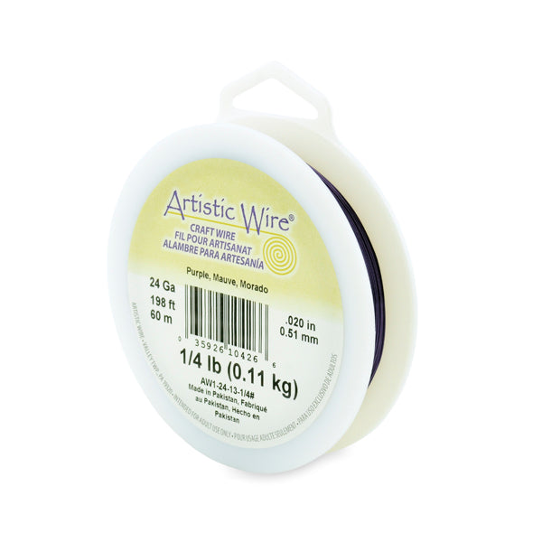 Artistic Wire, 24 Gauge / .51 mm Tarnish Resistant Colored Copper Craft Wire, Purple, 1/4 lb / .11 kg