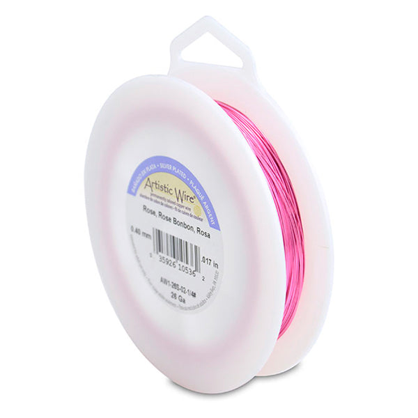 Artistic Wire, 26 Gauge / .41 mm Silver Plated Tarnish Resistant Colored Copper Craft Wire, Rose Gold Color, 1/4 lb / .11 kg, approx. 315.3 ft / 96.1 m