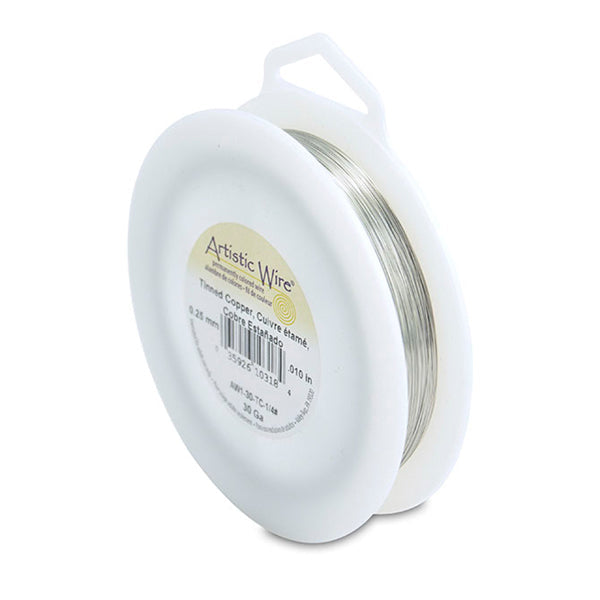 Artistic Wire, 30 Gauge / .26 mm Tarnish Resistant Tinned Copper Craft Wire, Silver Color, 1/4 lb / .11 kg, 787 ft / 240 m
