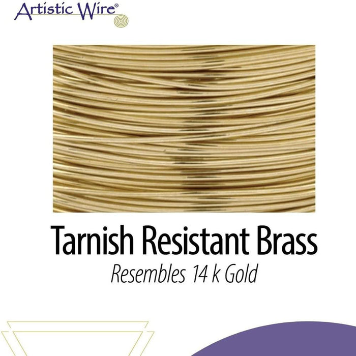 Artistic Wire, 22 Gauge / .64 mm Tarnish Resistant Brass Craft Wire, 8 yd / 7.3 m