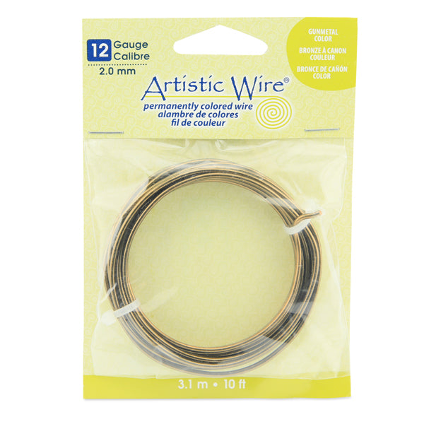 Artistic Wire, 12 Gauge / 2.1 mm Tarnish Resistant Colored Copper Craft Wire, Antique Brass Color, 10 ft / 3.1 m
