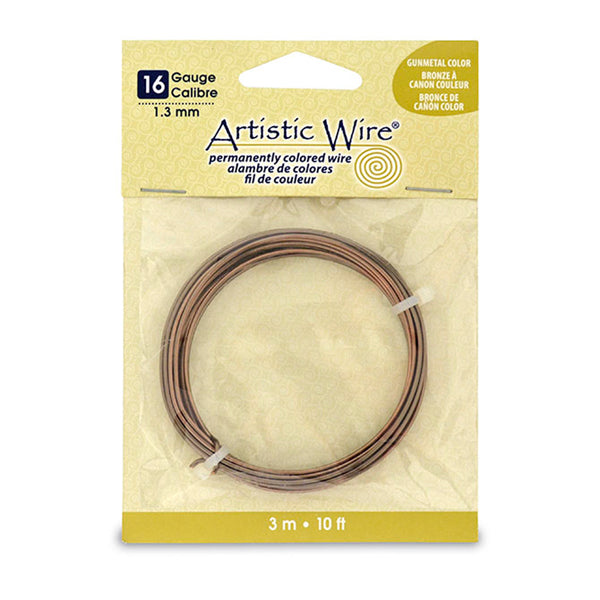 Artistic Wire, 16 Gauge / 1.3 mm Tarnish Resistant Colored Copper Craft Wire, Antique Brass Color, 10 ft / 3.1 m