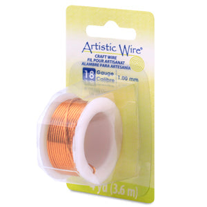 Artistic Wire, 18 Gauge / 1.0 mm Tarnish Resistant Colored Copper Craft Wire, Natural, 4 yd / 3.6 m
