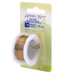 Artistic Wire, 18 Gauge / 1.0 mm Tarnish Resistant Colored Copper Craft Wire, Antique Brass Color, 4 yd / 3.6 m