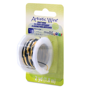 Artistic Wire, 18 Gauge / 1.0 mm Tarnish Resistant Colored Copper Craft Wire, Multicolor Silver, Gold, Black, 2 yd / 1.8 m