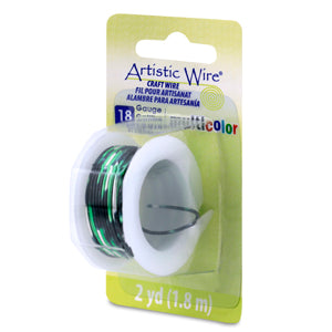 Artistic Wire, 18 Gauge / 1.0 mm Tarnish Resistant Colored Copper Craft Wire, Multicolor Silver, Black, Green, 2 yd / 1.8 m
