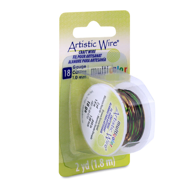Artistic Wire, 18 Gauge / 1.0 mm Tarnish Resistant Colored Copper Craft Wire, Multicolor Brown, Green, Gold, 2 yd / 1.8 m