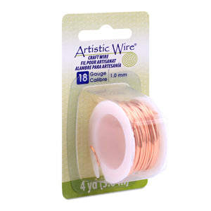 Artistic Wire, 18 Gauge / 1.0 mm Bare Copper Craft Wire, 4 yd / 3.6 m