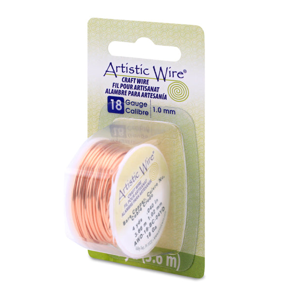 Artistic Wire, 18 Gauge / 1.0 mm Bare Copper Craft Wire, 4 yd / 3.6 m