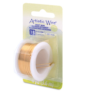 Artistic Wire, 18 Gauge / 1.0 mm Tarnish Resistant Brass Craft Wire, 4 yd / 3.6 m