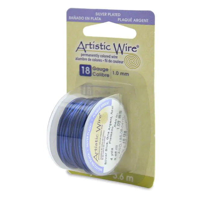 Artistic Wire - 18 Gauge (1.0 mm), Silver Plated, Silver Blue, 4 yd (3.6 m)