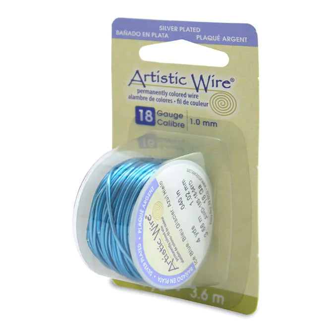 Artistic Wire - 18 Gauge (1 mm), Silver Plated - Ice Blue, 4 yd (3.6 m)