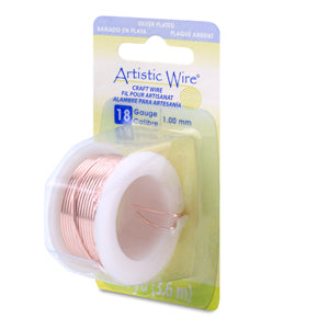 Artistic Wire, 18 Gauge / 1.0 mm Silver Plated Tarnish Resistant Colored Copper Craft Wire, Rose Gold Color, 4 yd / 3.65 m