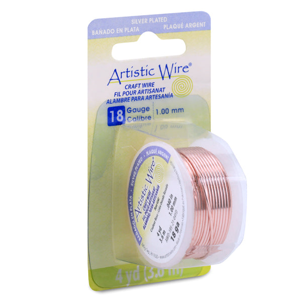 Artistic Wire, 18 Gauge / 1.0 mm Silver Plated Tarnish Resistant Colored Copper Craft Wire, Rose Gold Color, 4 yd / 3.65 m