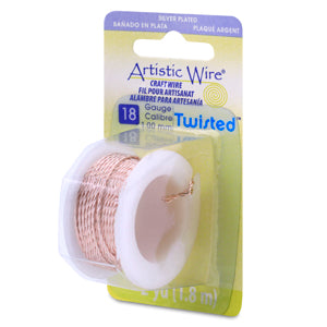 Artistic Wire, 18 Gauge / 1.0 mm Silver Plated Tarnish Resistant Colored Copper Craft Wire, Round Twist, Rose Gold Color, 2 yd / 1.82 m