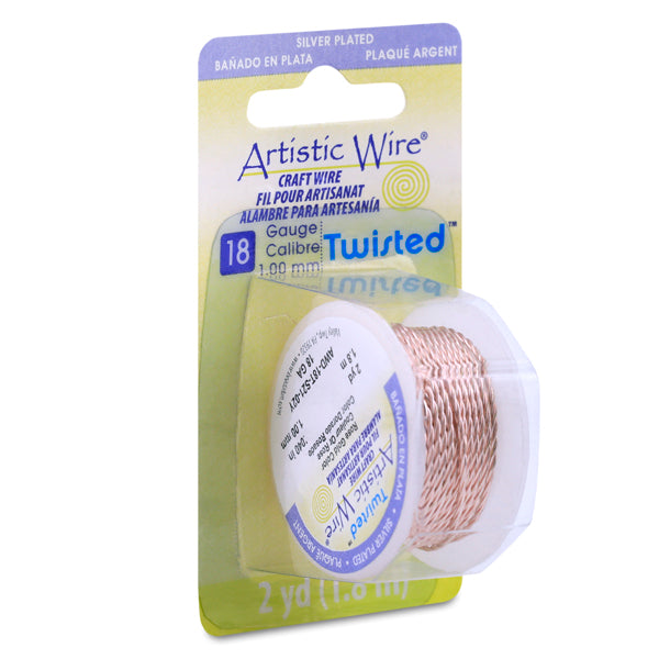 Artistic Wire, 18 Gauge / 1.0 mm Silver Plated Tarnish Resistant Colored Copper Craft Wire, Round Twist, Rose Gold Color, 2 yd / 1.82 m