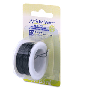 Artistic Wire, 20 Gauge / .81 mm Tarnish Resistant Colored Copper Craft Wire, Black, 6 yd / 5.5 m