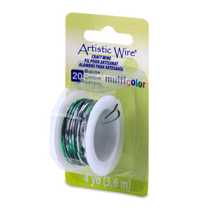 Artistic Wire, 20 Gauge / .81 mm Tarnish Resistant Colored Copper Craft Wire, Multicolor Silver, Black, Green, 4 yd / 3.6 m