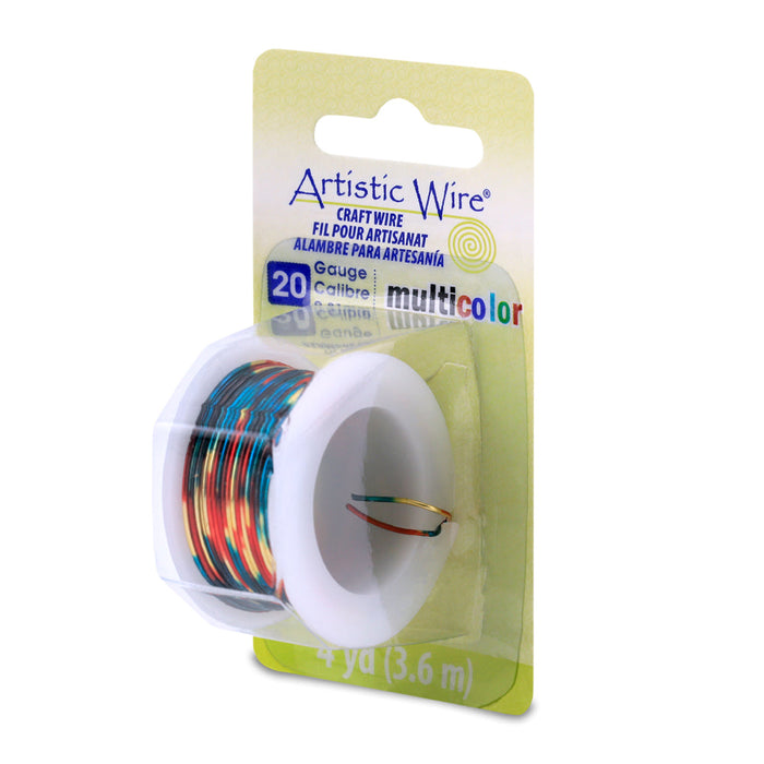 Artistic Wire, 20 Gauge / .81 mm Tarnish Resistant Colored Copper Craft Wire, Multicolor Blue, Red, Gold, 4 yd / 3.6 m
