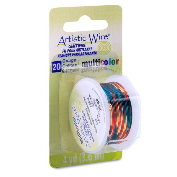 Artistic Wire, 20 Gauge / .81 mm Tarnish Resistant Colored Copper Craft Wire, Multicolor Blue, Red, Gold, 4 yd / 3.6 m