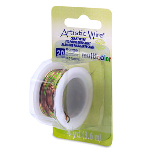 Artistic Wire, 20 Gauge / .81 mm Tarnish Resistant Colored Copper Craft Wire, Multicolor Brown, Green, Gold, 4 yd / 3.6 m