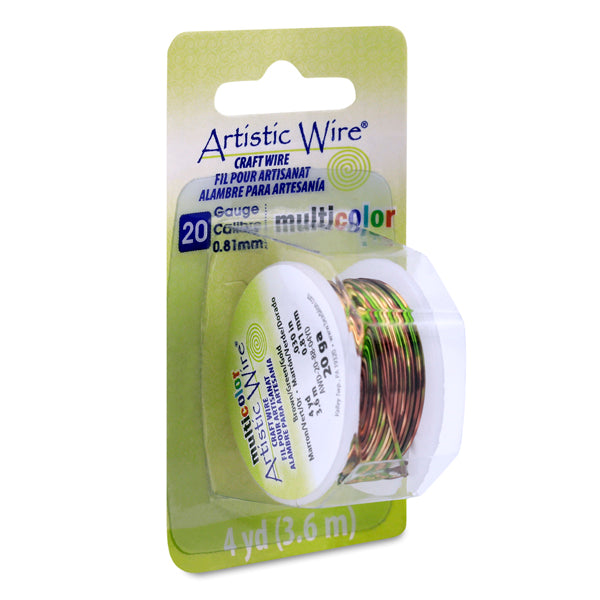 Artistic Wire, 20 Gauge / .81 mm Tarnish Resistant Colored Copper Craft Wire, Multicolor Brown, Green, Gold, 4 yd / 3.6 m