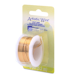 Artistic Wire, 20 Gauge / .81 mm Tarnish Resistant Brass Craft Wire, 6 yd / 5.5 m