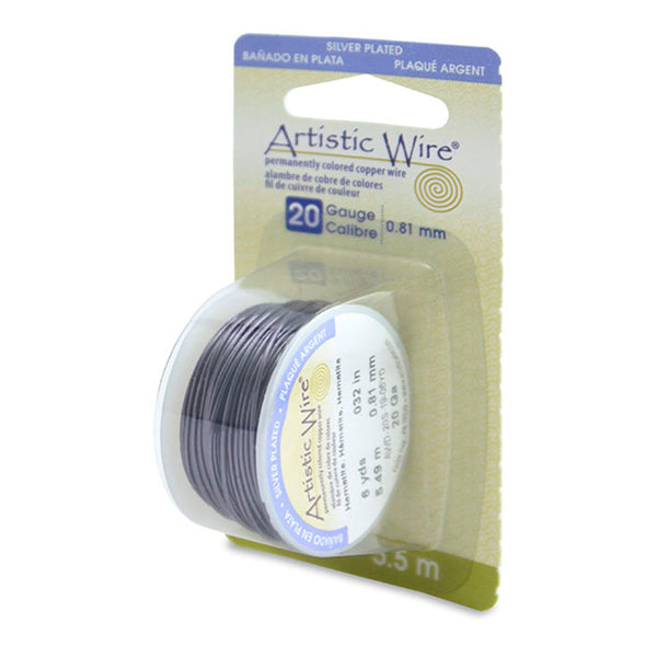Artistic Wire, 20 Gauge (.81 mm), Silver Plated, Hematite, 6 yd (5.5 m)