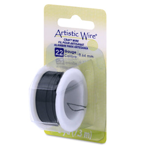 Artistic Wire, 22 Gauge / .64 mm Tarnish Resistant Colored Copper Craft Wire, Black, 8 yd / 7.3 m
