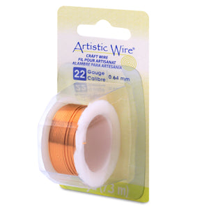 Artistic Wire, 22 Gauge / .64 mm Tarnish Resistant Colored Copper Craft Wire, Natural, 8 yd / 7.3 m