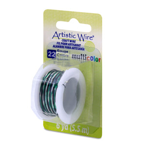 Artistic Wire, 22 Gauge / .64 mm Tarnish Resistant Colored Copper Craft Wire, Multicolor Silver, Black, Green, 6 yd / 5.5 m