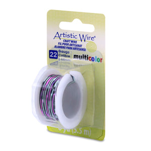 Artistic Wire, 22 Gauge / .64 mm Tarnish Resistant Colored Copper Craft Wire, Multicolor Pink, Black, Green, 6 yd / 5.5 m