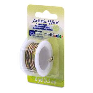 Artistic Wire, 22 Gauge / .64 mm Tarnish Resistant Colored Copper Craft Wire, Multicolor Brown, Green, Gold, 6 yd / 5.5 m