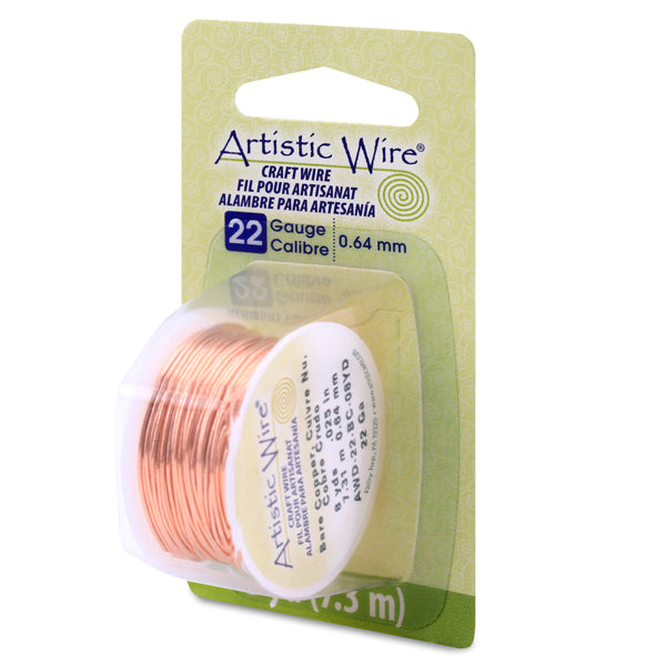 Artistic Wire, 22 Gauge / .64 mm Bare Copper Craft Wire, 8 yd / 7.3 m