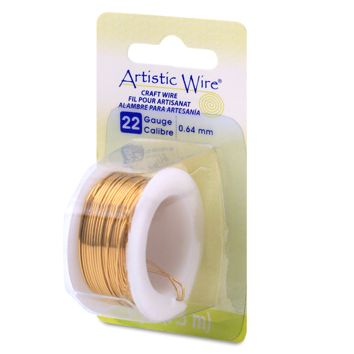 Artistic Wire, 22 Gauge / .64 mm Tarnish Resistant Brass Craft Wire, 8 yd / 7.3 m
