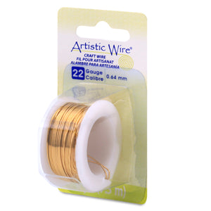 Artistic Wire, 22 Gauge / .64 mm Tarnish Resistant Colored Copper Craft Wire, Antique Brass Color, 8 yd / 7.3 m