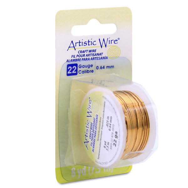 Artistic Wire, 22 Gauge / .64 mm Tarnish Resistant Brass Craft Wire, 8 yd / 7.3 m