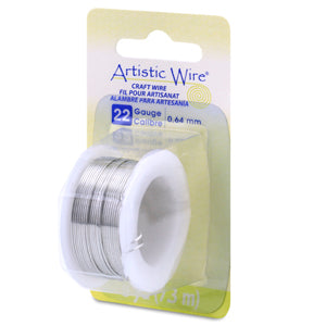 Artistic Wire, 22 Gauge / .64 mm Tarnish Resistant Tinned Copper Craft Wire, Silver Color, 8 yd / 7.3 m