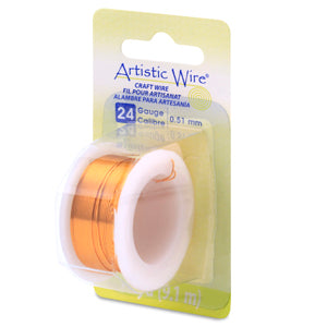 Artistic Wire, 24 Gauge / .51 mm Tarnish Resistant Colored Copper Craft Wire, Natural, 10 yd / 9.1 m