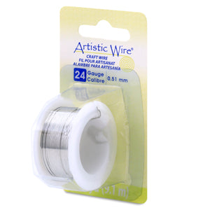 Artistic Wire, 24 Gauge / .51 mm Tarnish Resistant Tinned Copper Craft Wire, Silver Color, 10 yd / 9.1 m
