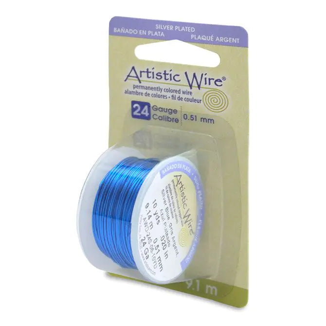 Beadalon - Artistic Wire - 24 Gauge (.51mm), Silver Plated, Silver Blue, 10 yd (9.1 m)