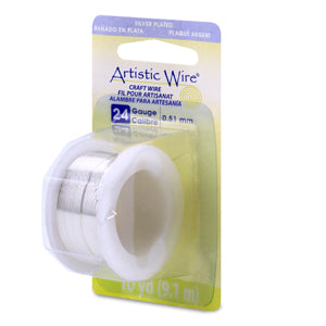 Artistic Wire, 24 Gauge / .51 mm Silver Plated Tarnish Resistant Colored Copper Craft Wire, Tarnish Resistant Silver, 10 yd / 9.1 m