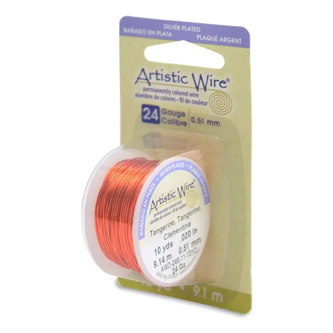 Beadalon - Artistic Wire - 24 Gauge (.51mm), Silver Plated Tangerine,10 yd (9.1 m)