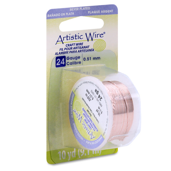 Artistic Wire, 24 Gauge / .51 mm Silver Plated Tarnish Resistant Colored Copper Craft Wire, Rose Gold Color, 10 yd / 9.14 m