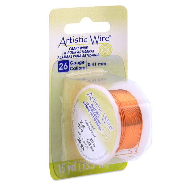 Beadalon - Artistic Wire, 26 Gauge / .41 mm Tarnish Resistant Colored Copper Craft Wire, Natural, 15 yd / 13.7 m