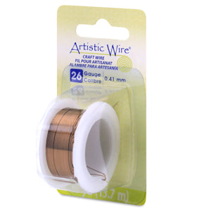 Beadalon - Artistic Wire, 26 Gauge / .41 mm Tarnish Resistant Colored Copper Craft Wire, Antique Brass Color, 15 yd / 13.7 m