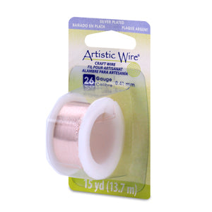 Artistic Wire, 26 Gauge / .41 mm Silver Plated Tarnish Resistant Colored Copper Craft Wire, Rose Gold Color, 15 yd / 13.7 m