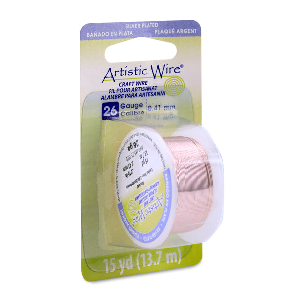 Artistic Wire, 26 Gauge / .41 mm Silver Plated Tarnish Resistant Colored Copper Craft Wire, Rose Gold Color, 15 yd / 13.7 m