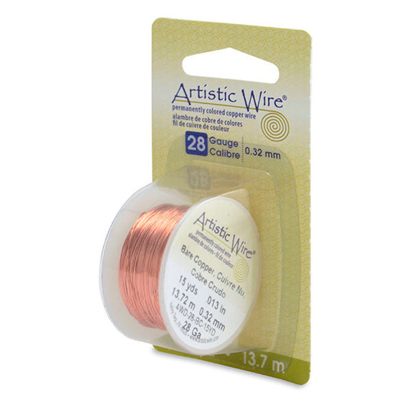 Artistic Wire, 28 Gauge / .32 mm Bare Copper Craft Wire, 15 yd / 13.7 m